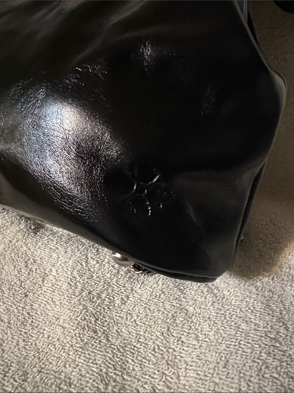 Patricia Nash Black Patent Leather Chain Shoulder Bag - Picture 5 of 11